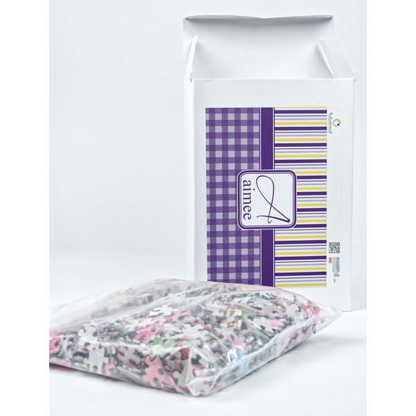 Purple Gingham & Stripe Jigsaw Puzzle 1014 Piece - Box