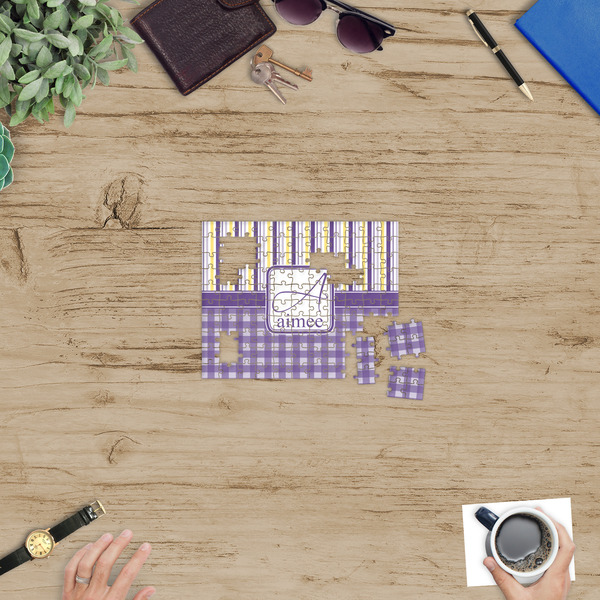 Purple Gingham & Stripe Jigsaw Puzzle 110 Piece - In Context