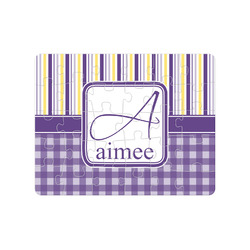 Purple Gingham & Stripe Jigsaw Puzzles (Personalized)