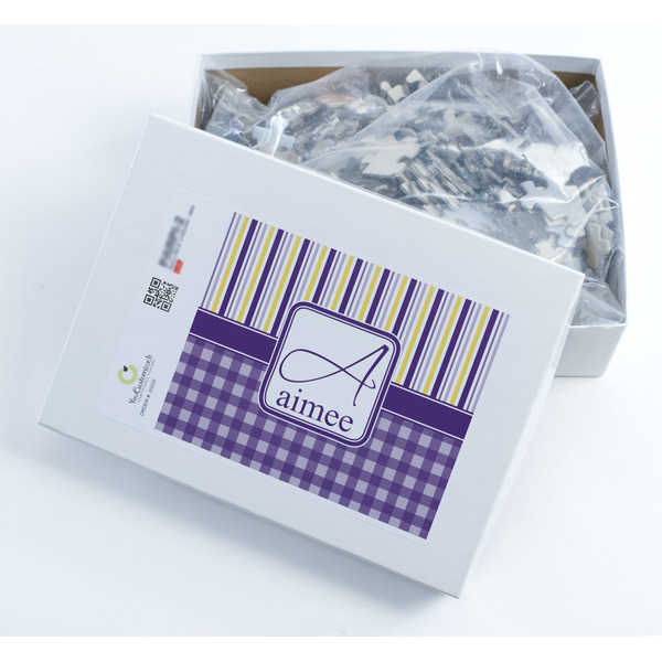 Purple Gingham & Stripe Jigsaw Puzzle 500 Piece - Box
