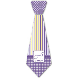Purple Gingham & Stripe Iron On Tie - 4 Sizes w/ Name and Initial