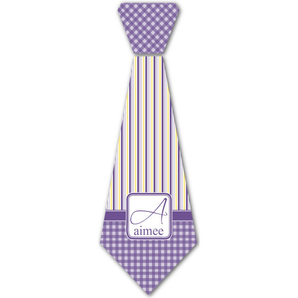 Custom Purple Gingham & Stripe Iron On Tie - 4 Sizes w/ Name and Initial