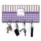 Purple Gingham & Stripe Key Hanger w/ 4 Hooks & Keys
