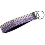 Purple Gingham & Stripe Webbing Keychain Fob - Large (Personalized)