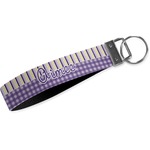 Purple Gingham & Stripe Webbing Keychain Fob - Small (Personalized)
