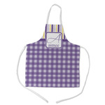 Purple Gingham & Stripe Kid's Apron w/ Name and Initial