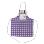 Purple Gingham & Stripe Kid's Apron - Medium (Personalized)