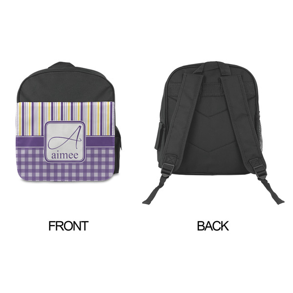 Purple Gingham & Stripe Kid's Backpack - Approval