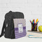 Purple Gingham & Stripe Kid's Backpack - Lifestyle