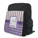 Purple Gingham & Stripe Preschool Backpack (Personalized)
