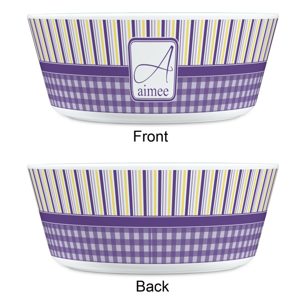 Purple Gingham & Stripe Kids Bowls - APPROVAL