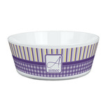 Purple Gingham & Stripe Kid's Bowl (Personalized)