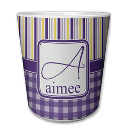 Purple Gingham & Stripe Plastic Tumbler 6oz (Personalized)