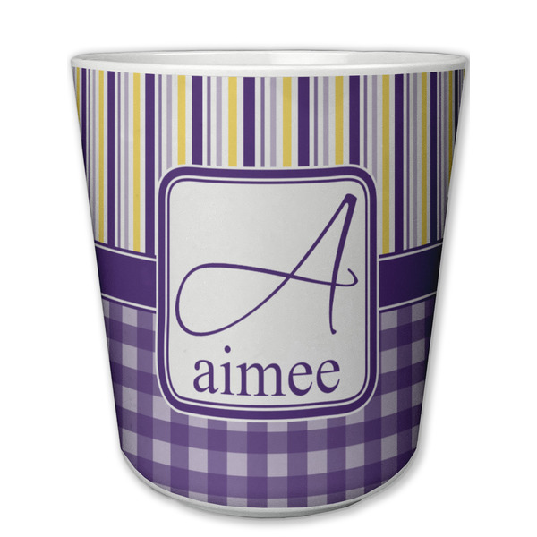 Custom Purple Gingham & Stripe Plastic Tumbler 6oz (Personalized)