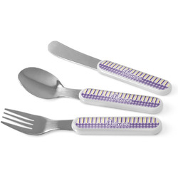 Purple Gingham & Stripe Kid's Flatware (Personalized)