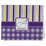 Purple Gingham & Stripe Kitchen Towel - Poly Cotton w/ Name and Initial
