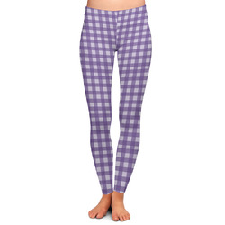 Purple Gingham & Stripe Ladies Leggings (Personalized)