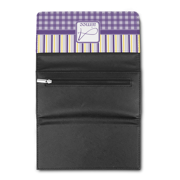 Purple Gingham & Stripe Ladies Wallet  (Personalized Opt)