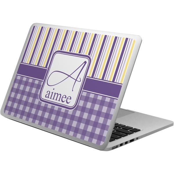 Custom Purple Gingham & Stripe Laptop Skin - Custom Sized (Personalized)
