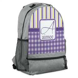 Purple Gingham & Stripe Backpack (Personalized)