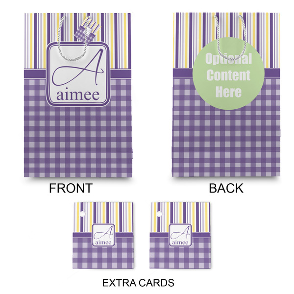 Purple Gingham & Stripe Large Gift Bag - Approval