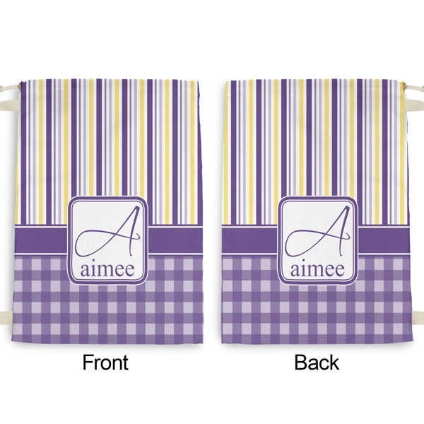 Purple Gingham & Stripe Large Laundry Bag - Front & Back View