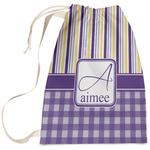 Purple Gingham & Stripe Laundry Bag (Personalized)
