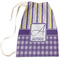 Purple Gingham & Stripe Large Laundry Bag - Front View