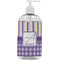 Purple Gingham & Stripe Large Liquid Dispenser (16 oz) - White