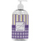 Purple Gingham & Stripe Plastic Soap / Lotion Dispenser (16 oz - Large - White) (Personalized)