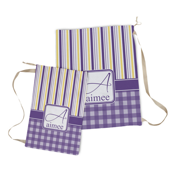 Purple Gingham & Stripe Laundry Bag - Both Bags