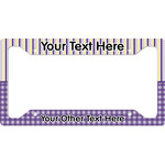 Purple Gingham & Stripe License Plate Frame (Personalized)