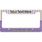 Purple Gingham & Stripe License Plate Frame - Style B (Personalized)