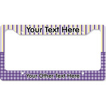 Purple Gingham & Stripe License Plate Frame - Style B (Personalized)