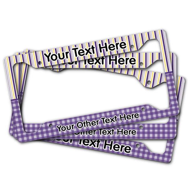 Purple Gingham & Stripe License Plate Frames - (PARENT MAIN)