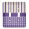 Purple Gingham & Stripe Light Switch Cover (2 Toggle Plate)