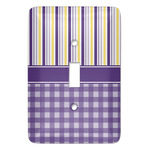 Purple Gingham & Stripe Light Switch Cover (Single Toggle)