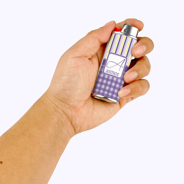 Purple Gingham & Stripe Lighter Case - LIFESTYLE
