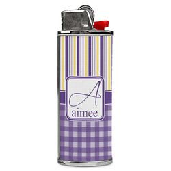 Purple Gingham & Stripe Case for BIC Lighters (Personalized)