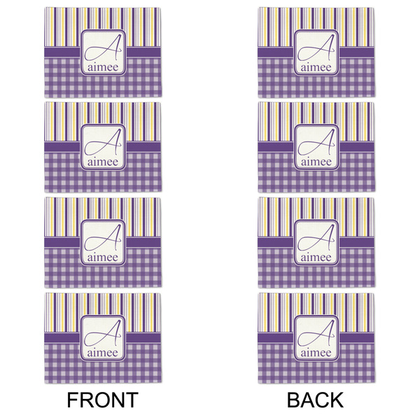 Purple Gingham & Stripe Linen Placemat - APPROVAL Set of 4 (double sided)