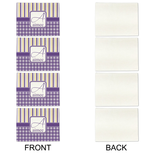 Purple Gingham & Stripe Linen Placemat - APPROVAL Set of 4 (single sided)