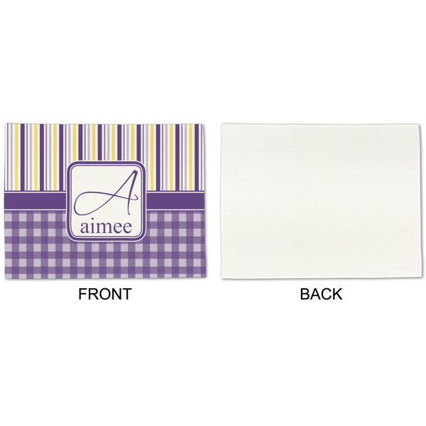 Purple Gingham & Stripe Linen Placemat - APPROVAL Single (single sided)