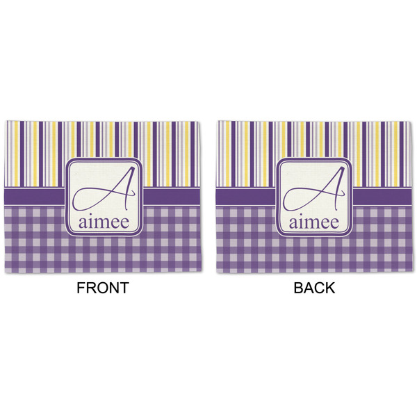 Purple Gingham & Stripe Linen Placemat - APPROVAL (double sided)