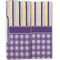 Purple Gingham & Stripe Linen Placemat - Folded Half (double sided)