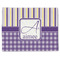 Purple Gingham & Stripe Single-Sided Linen Placemat - Single w/ Name and Initial