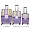 Purple Gingham & Stripe Luggage Bags all sizes - With Handle