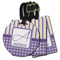 Purple Gingham & Stripe Luggage Tags - 3 Shapes Availabel