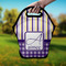 Purple Gingham & Stripe Lunch Bag - Hand