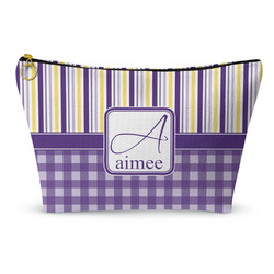 Purple Gingham & Stripe Makeup Bag (Personalized)