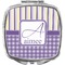 Purple Gingham & Stripe Compact Makeup Mirror (Personalized)